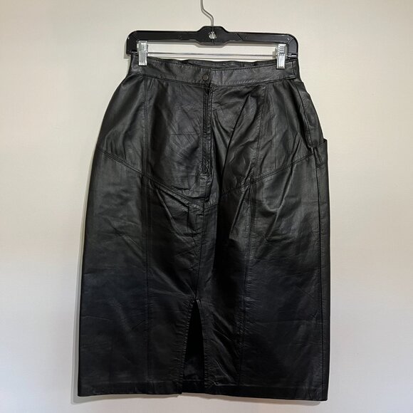 Spectacular Vintage Leather Pencil Skirt, Size 8 - Picture 7 of 8